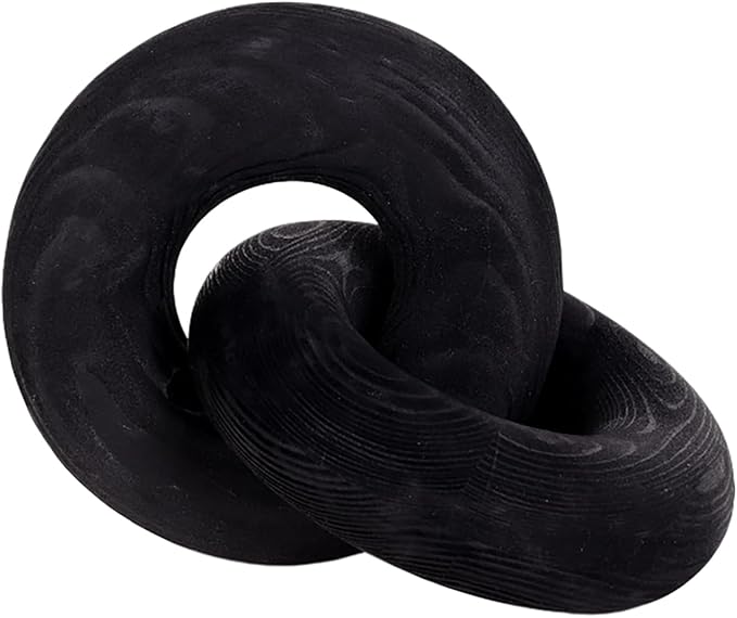 Wood Knot Décor-2 Link Wooden Chain Link Home Decor,Coffee Table Decor Book Shelf Decor Accents Art Decor Living Room Decor Items (Black)