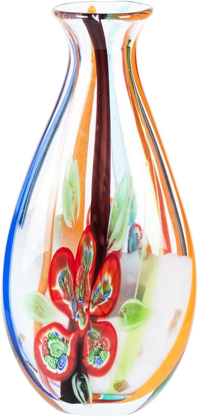 Glass Vases for Flower, Unique Hand Blown Colorful Glass Vase, Modern Art Decorative for Home Living Room, Office, Table centerpieces, Bookshelves and Wedding Decorations (JG68)