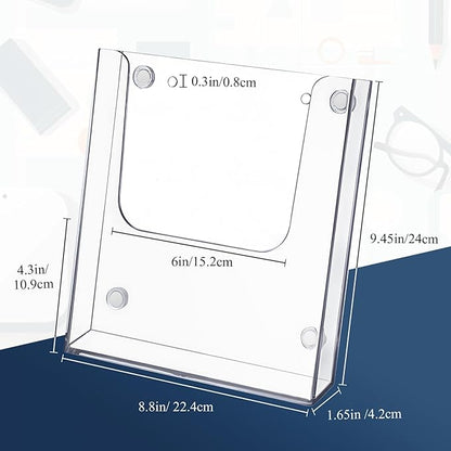 Thyle 4 Pieces 8.8 Inch Wide Magnetic Magazine Holder Acrylic Brochure Document Holder Pamphlet Flyer Display Clear Sign Stand for Metal Surfaces Refrigerators Wall Mount