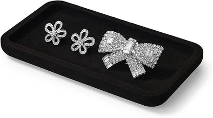 Microfiber Jewelry Display Flat Tray for Rings Earrings Necklace Bracelet, Jewelry Photograph Display Catchall Organizer Tray Dish(S,Black)