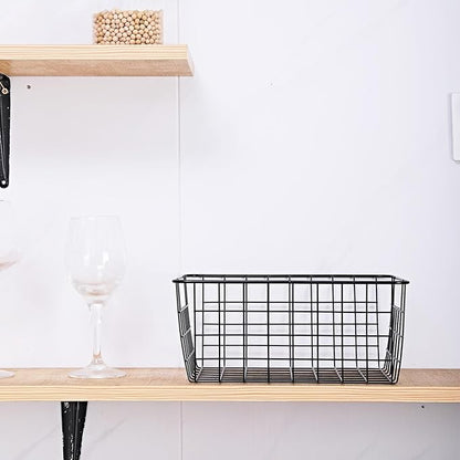 11" Upright Freezer Storage Baskets, Black Wire Storage Bins Small Bakset for Freezer, Pantry, Bathroom Organizing, Set of 4