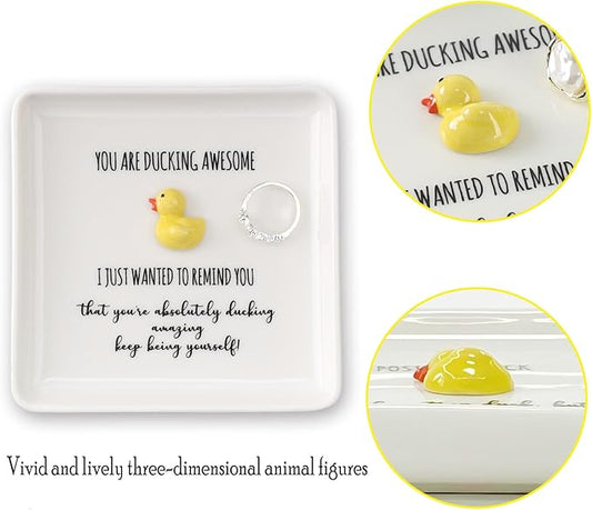 HOME SMILE Duck Jewelry Dish Tray-Birthday Gifts for Women Friendship Mothers Day Graduation Teacher Appreciation Christmas-Reminder Gifts-You're Ducking Amazing