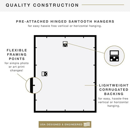 MCS Trendsetter 16x20 Poster Frame Black High-Gloss, Vertical & Horizontal Wall Hanging Large Picture Frame for Photos, Posters & Art Prints (1-Pack)