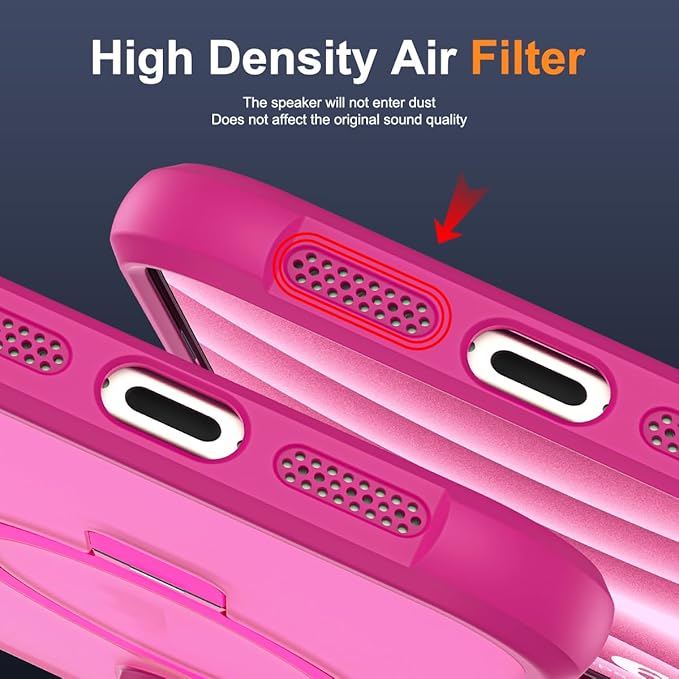 Compatible with iPhone 16 Pro Max Case with Invisible Magnetic O-Ring Stand Military-Grade Translucent Case for iPhone 16 ProMax 6.9" [Compatible with Mag-Safe][Great Grip Feeling], Rose