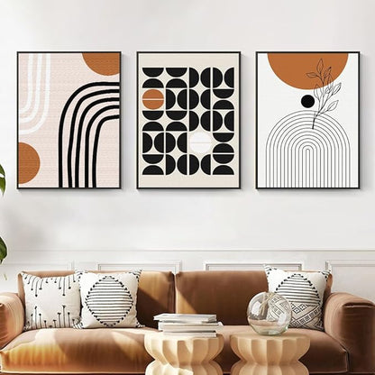 QKF Large Canvas Wall Art With Framed For Living Room Modern Abstract Home Decoration Painting Bohemian wall Decor Bedrooms Offices artwork 3 piece Set 20" X 28"