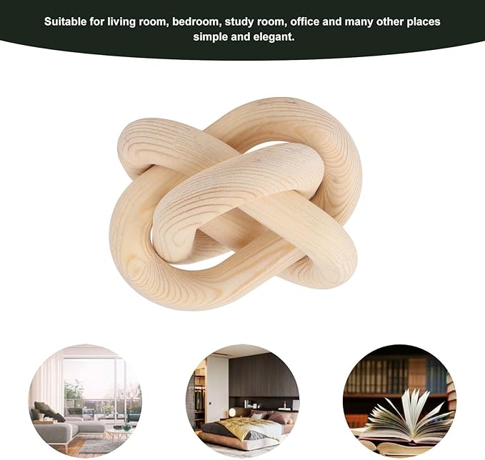 Wood Knot Decor for Coffee Table, 3 Link Wood Knot Decor Decorative Wooden Chain Link for Modern Farmhouse Home Living Room Bedroom Shelf Decoration