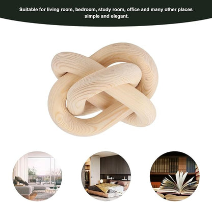 Wood Knot Decor for Coffee Table, 3 Link Wood Knot Decor Decorative Wooden Chain Link for Modern Farmhouse Home Living Room Bedroom Shelf Decoration