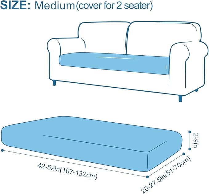 Smiry Printed Couch Cushion Covers, Stretch Soft Couch Covers for Sofa, Washable Non-Slip Sofa Slipcover Furniture Protector for Indoor and Outdoor (Medium, Navy)