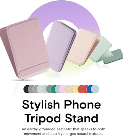 MOFT Phone Tripod Stand Selfie Stick for iPhone, Multi-Angles iPhone Stand, Lightweight & Portable Phone Holder, Strong Magnets, MOVAS Vegan Leather, Travel Essentials, Blush(Without Card Slot)