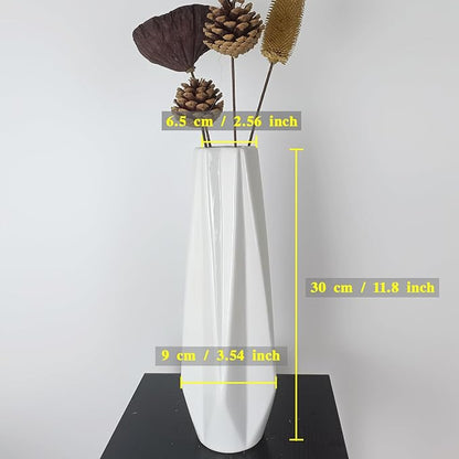 12Inch Tall Vase White Ceramic Flower Vases for Pampas Grass,Home Decor, Modern Textured Vases for Living Room Decorations,Table Centerpieces,Shelf,Farmhouse Small Ceramic Vase