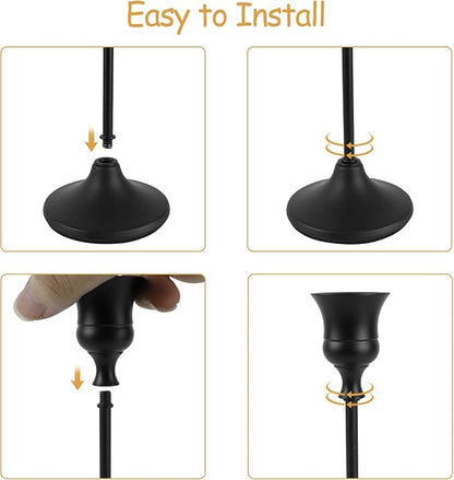 Black Candlestick Holders Set of 3, Metal Taper Candle Holders, Classic Decorative Candle Stick for Christmas, Wedding, Party, Dinner Tables,Home Décor