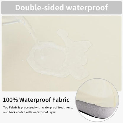Easy-Going 100% Waterproof 3 Pieces Couch Cushion Covers for Sectional Sofa Left/Right L Shape Chaise Lounge Sofa Seat slipcover Anti-Slip Sofa Cover (2 Seater + 1 Chaise, Ivory