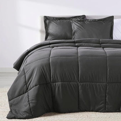 PeachSkinSheets Night Sweats: The Original 1500TC Soft Super Full/XL Full Oversized Comforter Set Graphite Gray