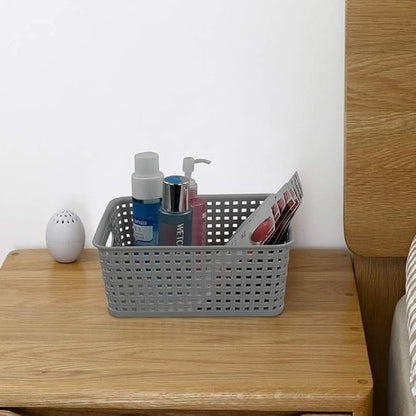 Morcte 6-Pack Gray Plastic Storage Basket, Plastic Woven Bin