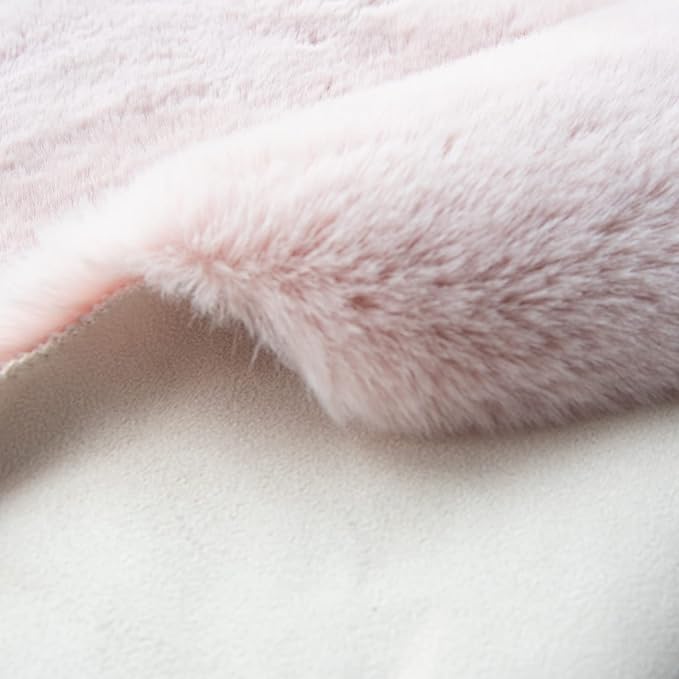 Pink Boho Faux Rabbit Fluffy Fur Rugs for Bedroom Shag Circle Washable Area Rugs for Living Room Nursery Round Rug 4ft