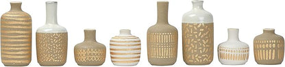 Main + Mesa Stoneware Vases with Gold Pattern, Set of 8