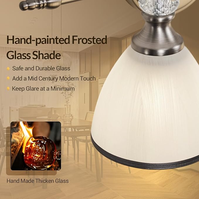 ANDY STAR Bathroom Lighting Fixtures, 5-Light Brushed Nickel Vanity Light with Milky Glass Shade, 35" Large Vanity Lights for Bathroom, E26 Socket, for Mirror, Living Room, Bedroom, Hallway
