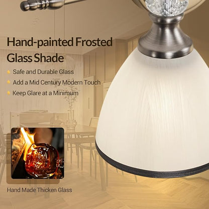 ANDY STAR Bathroom Lighting Fixtures, 5-Light Brushed Nickel Vanity Light with Milky Glass Shade, 35" Large Vanity Lights for Bathroom, E26 Socket, for Mirror, Living Room, Bedroom, Hallway
