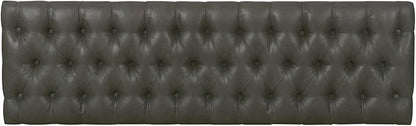 HomePop Upholstered Button Tufted Decorative Bench with Metal Base, Gray Faux Leather