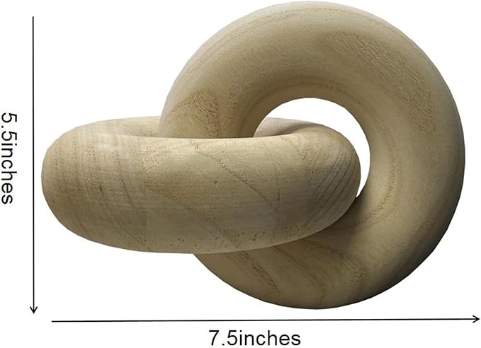 S-SNAIL-OO Wood Chain Link Decor, 2-Link Wood Chain Boho Decor for Living Room, Farmhouse Decor, Coffee Table (Wooden)