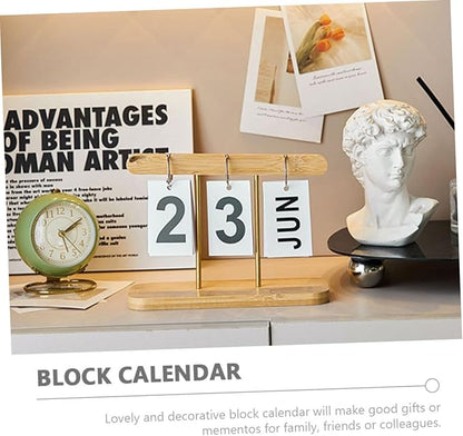Generic Simple Perpetual Desk Calendar with Movable Blocks for Office Home and Classroom Decoration Reusable Nordic Style Table Ornament for Living and Teacher Desk