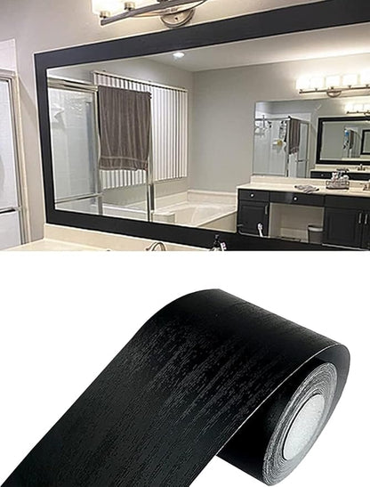 10M Black Wood Grain Removable PVC Waterproof Border Wall Decor Removable Self Adhesive Kitchen Bathroom Tiles Sticker Wallpaper 2"x390"