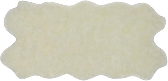 Nouvelle Legende Faux Fur Sheepskin Rug, Ultra-Soft Long Narrow Decorative Runner for Hallway, Bedroom, or Entryway, Warm in Winter, Cool in Summer, Easy Care, Neutral Color, Quattro