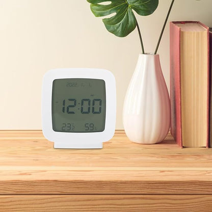 Toyvian Digital Alarm Clock Small Desk Clock with Temperature Humidity Display for Bedroom Plastic Elegant Minimalist Design for Students
