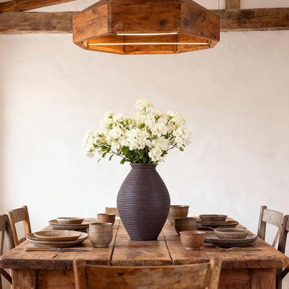 Brown Rustic Resin Vase 8.6" | Farmhouse Centerpiece for Pampas Grass & Home Decor