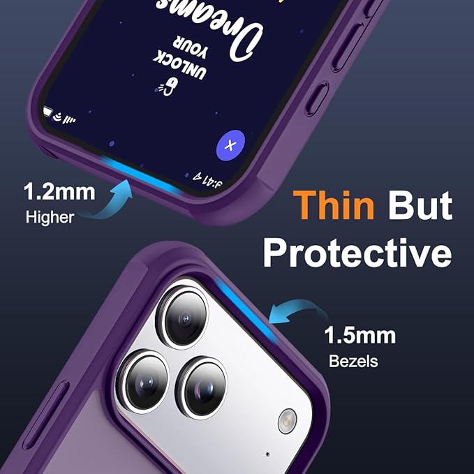 Compatible with iPhone 17 Pro Max Case with Invisible Magnetic O-Ring Stand Military-Grade Translucent Case for iPhone 17 ProMax 6.9" [Compatible with Mag-Safe][Great Grip Feeling], Purple