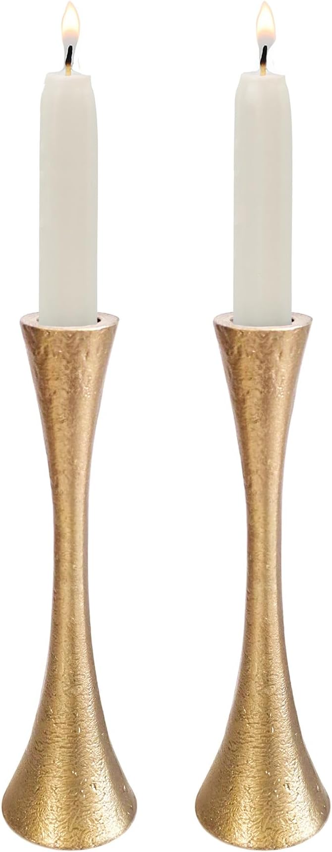 Yair Emanuel Shabbat Candle Holders Tapered Design, Brass or Silver Finish, Shabbos Candlestick Holders Judaica Wedding Gift (Antique Brass, 7.1)