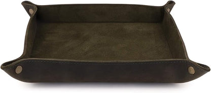 Londo Genuine Leather Tray Organizer - Practical Lightweight Water Resistant Computer Table Desk Storage Box for Wallets, Watches, Keys, Coins, Cell Phones and Office Equipment