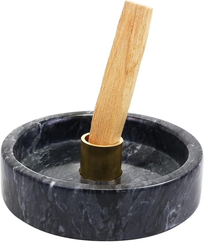 Handmade Natural Marble Incense Holder for Sticks and Cones-with 9 Holes,Multi-Functional Incense Burner Holder for Incense Sticks and Cones,Perfect Home Decor(Black Marble, 4.7inch