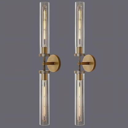 Brass Wall Sconces Set of 2, Bathroom Sconces Wall Lighting, Gold Sconces Wall Lighting with Clear Glass Wall Lamp,Wall Mount Lamps Wall Lights for Vanity Light Bedroom Living Room Hallway