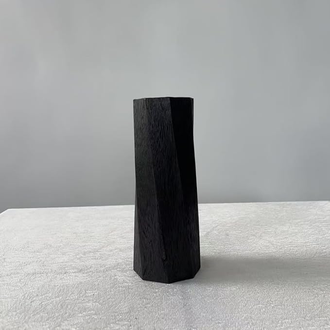 Handcrafted Natural Wood Vase | Eco-Friendly Home Decor | Unbreakable Rustic Flower Vase for DIY Painting | 9.5" Wooden Decorative (vase Wood Color)
