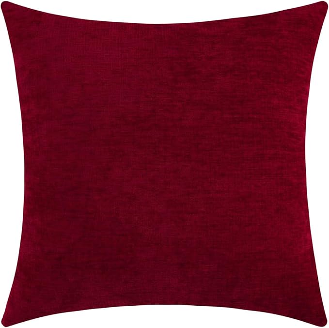 Santa Red Chenille Decorative Couch Throw Pillow Covers, Soft Cushion Cases for Home Livingroom Sofa Décor, Pack of 1, 24 x 24 Inches