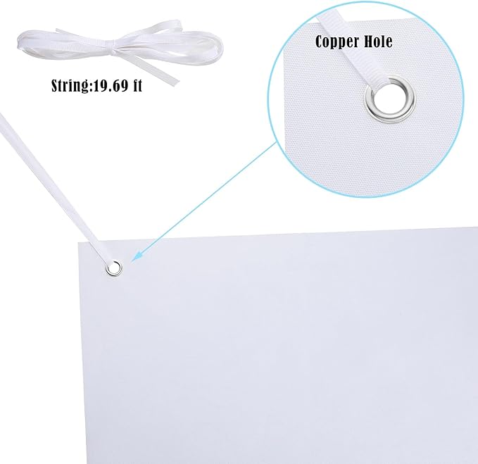2 Pieces Large Banners Signs Polyester Oxford Cloth Sublimation Banner with Rope for Indoor Wall Outdoor Easy Hang Sign DIY Banner Sign for Business Office Supply (White,2 x 4 Feet, 2 x 6 Feet)