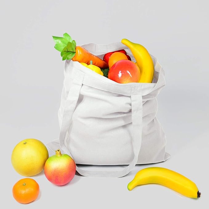 NPBAG 5 Pack 15'' X 16'' White Cotton Tote Bags, Lightweight Blank Bulk Cloth bags with 1pc of PTFE Teflon Sheet