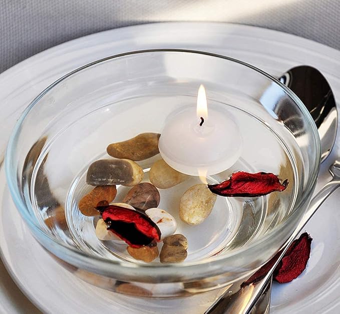 Lotus Flower Votive Tealight Candle Holder,Copper Buddhist Candlestick Holder,Tibetan Buddhist Water Offering Cup,Oil Lamp Holder for Meditation Buddha Altar with 4PCS Floating Canldes (Red)