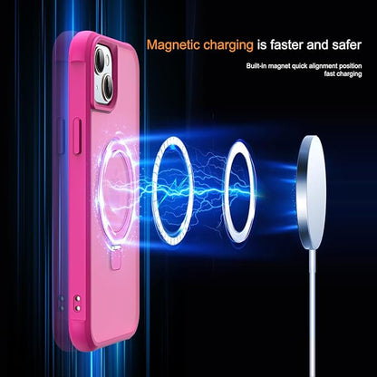 Compatible with iPhone 11 Case with Invisible Magnetic O-Ring Stand Military-Grade Translucent Case for iPhone 11 6.1" [Compatible with Mag-Safe][Great Grip Feeling], Rose
