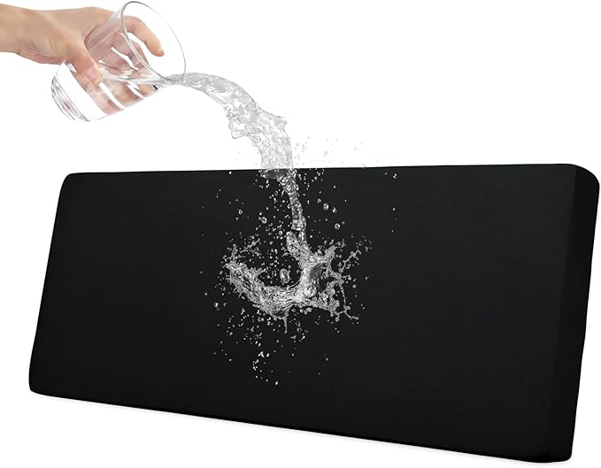 Easy-Going 100% Waterproof Sofa Seat Cushion Slipcovers Couch Cushion Cover Stretch Furniture Protector for Kids, Pets (Sofa Cushion, Black)