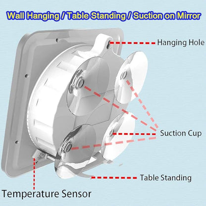 Large Waterproof Bathroom Shower Wall Clock, Big Digital Water Resistant Shatterproof Clock Thermometer Hygrometer for Bath, Temperature & Humidity Meter, Hanging & Table Standing & Mirror Suction Cup