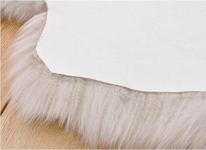 HUAHOO Premium Genuine Sheepskin Rug Linen Real Australia Sheepskin Natural Luxury Fluffy Lambskin Fur Area Rug Seat Covers for Kids Bedroom Sofa Chair Cover Pets Dogs Mat Double Pelt/2' x 3' Linen