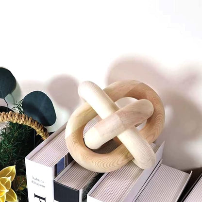3-Ring Wooden Chain, Pine Wood Carving, Modern Home Minimalist Coffee Table Decoration, Living Room, Bedroom, Bookshelf, Porch Decoration (D)
