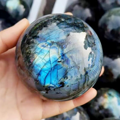 5-6CM/1.97-2.36inch Natural Crystal Ball Labradorite Sphere Moonstone Stone Crafts Polished Decorative Sphere Reiking Healing Crystals Ball Stone Fengshui Home Decoration(50-60mm, Labradorite)