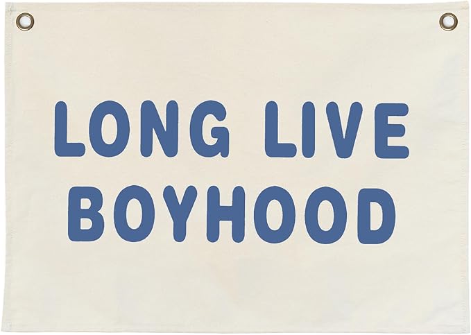 Canvas Banner Hanging Flag Banner for Nursery and Playroom Wall Décor for Kids Trendy Room Décor for Boys and Girls (Boyhood-blue)