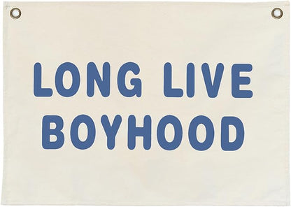 Canvas Banner Hanging Flag Banner for Nursery and Playroom Wall Décor for Kids Trendy Room Décor for Boys and Girls (Boyhood-blue)