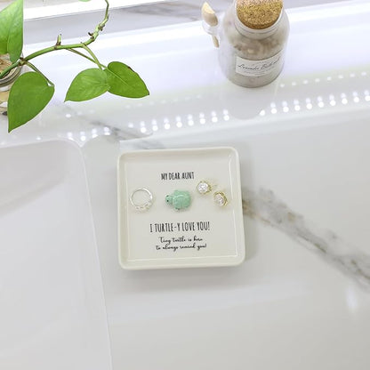 HOME SMILE Turtle Jewelry Dish Tray-Aunt Auntie Gifts from Niece Nephew,Mothers Day Birthday Gifts for Aunt Auntie Gift Ideas,I Turtley Love You Gifts