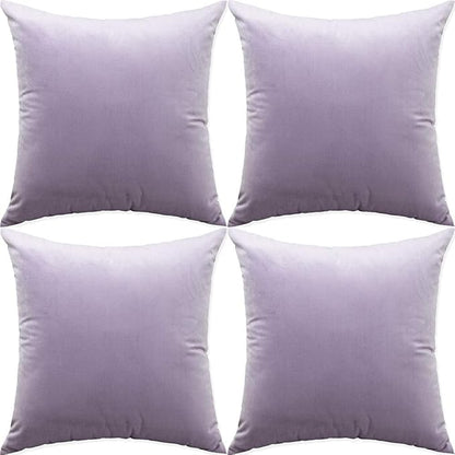 Artaimee Velvet Lilac Throw Pillow Covers (18" x 18") – Set of 4 Decorative Cushion Covers with Hidden Zipper for Sofa, Bed, Couch, Chair, and Home Décor