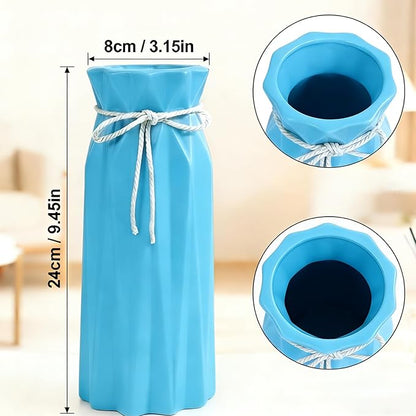 Ceramic Flower Vase Modern Home Decor Vases for Centerpieces Blue Minimalist Farmhouse 9.5" H x 3.9" W Cute Decorative Vases Flowers Tulip Pampas Grass Vase for Table Bathroom Shelf